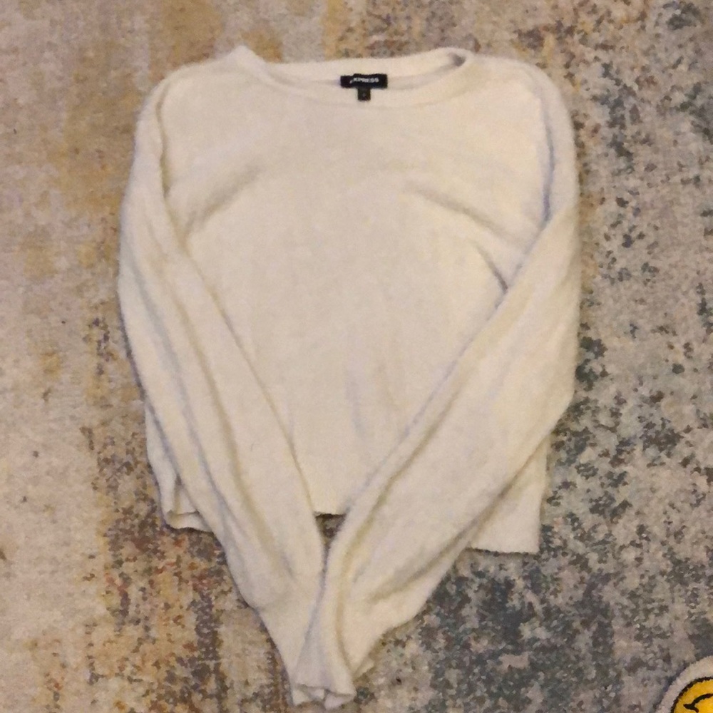 White Express Fuzzy Sweater
